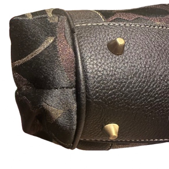 Coach Metallic Signature Jacquard Satchel + Cosmetic Pouch Copper Gold - Picture 9 of 16